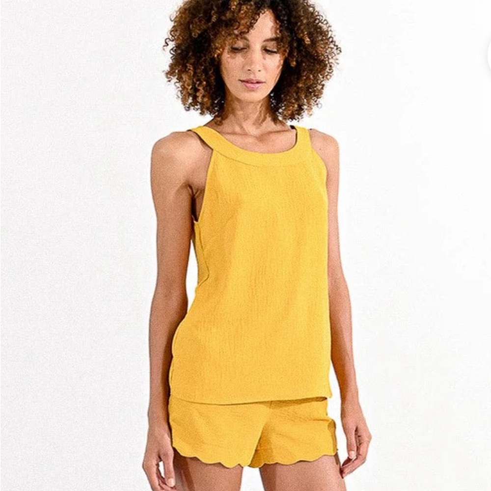V Back yellow tank top